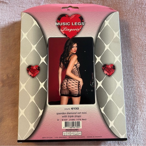 Music Legs hot pink diamond net lingerie/coverup/mini dress triple straps OS - Picture 2 of 3